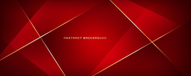 3d red luxury abstract background overlap layer on dark space with golden polygonal lines effect