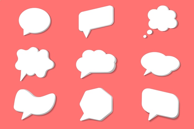3D-snakkeboble chat-ikon samling Vektor sett kommunikasjon chat bobler i papirstil