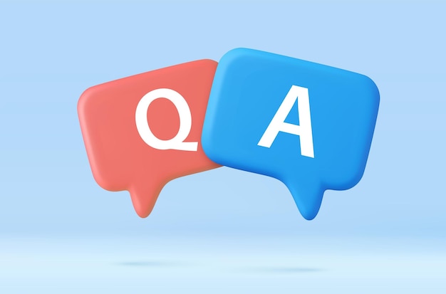 3d speech bubble with q and a letters