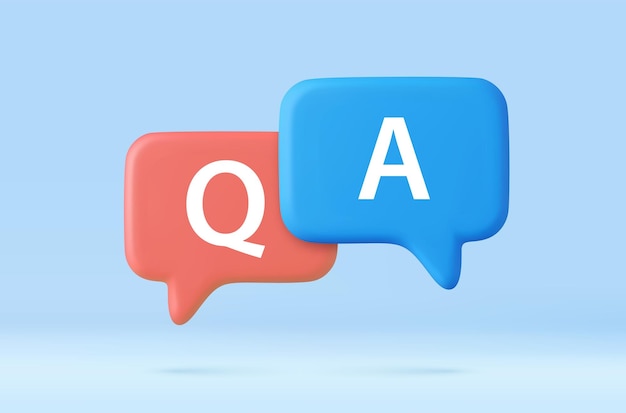 3d speech bubble with q and a letters