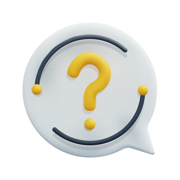 3d speech bubble with question mark icon vector Minimal design 3d faq interrogation support help concept Cartoon illustration isolated on white background 3d icon vector render illustration