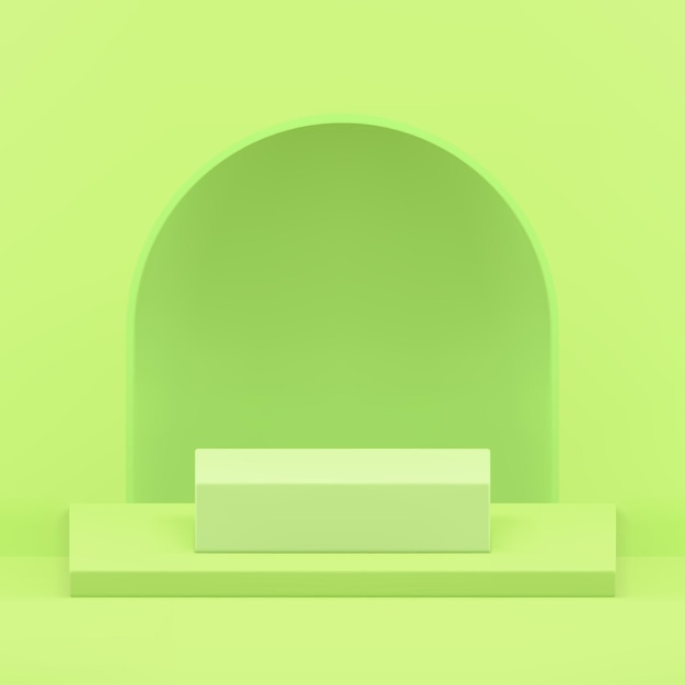 3d squared podium pedestal with arch hole wall background showroom realistic vector