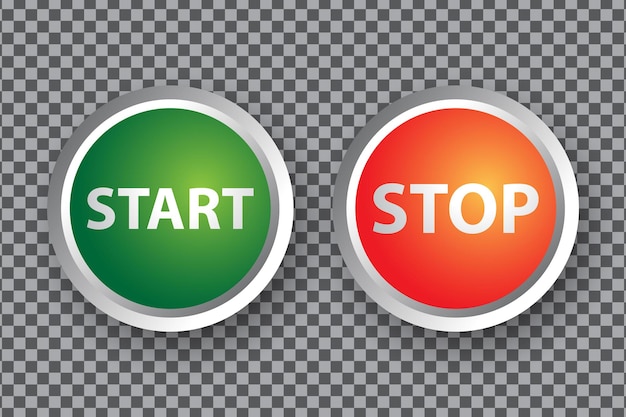 3d start and stop button or icon design shiny set collection vector