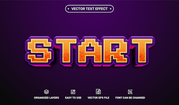 3d start pixel editable vector text effect