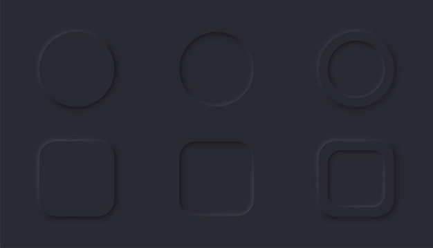 3d vector buttons neumorphic design. web elements geometry modern trend tree-dimensional design.