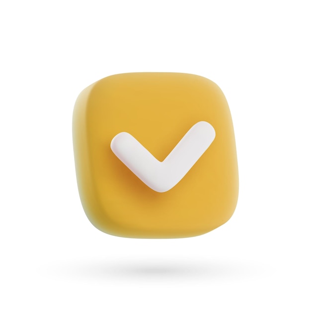 3d vector square check mark icon in cartoon minimal style