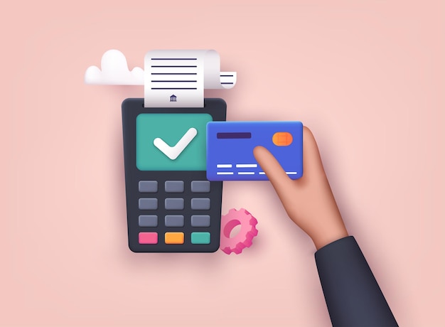 3D Web Vector Illustrations Hand holding mobile smart phone with online Payment