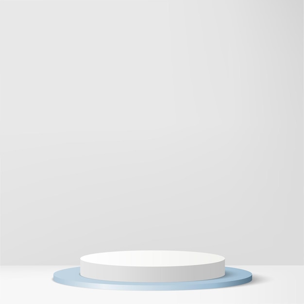 3d white color podium and minimal white color wall scene 3d podium minimal abstract background Vector