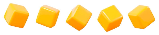 3d yellow cube symbol or icon with different angles Geometry figure cube form Vector
