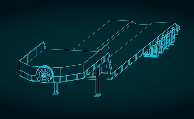 4 axle lowbed trailer blueprint
