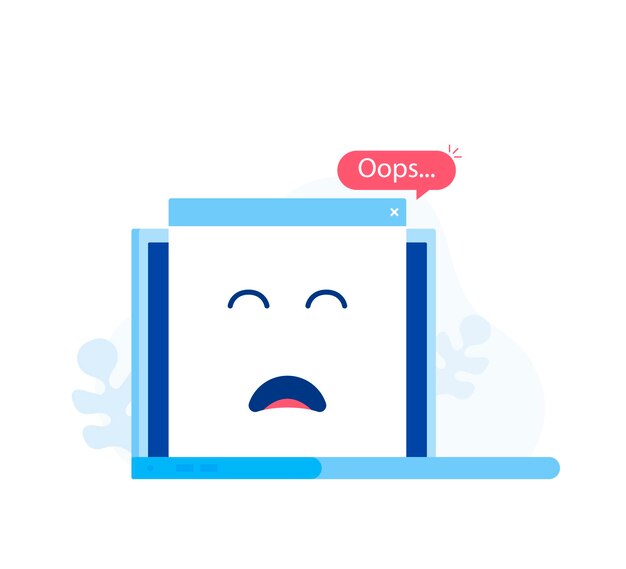 404 Error Page concept or File not found on laptop screen. Modern flat style vector illustration.