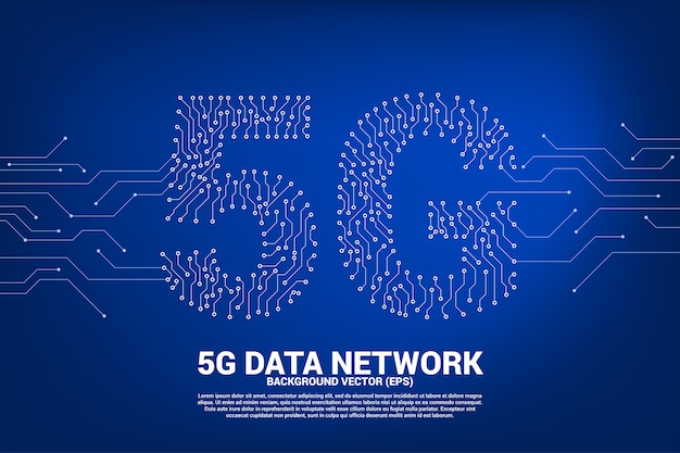 5G mobile networking from dot and line circuit board 