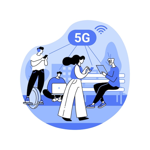 5G public WiFi isolated cartoon vector illustrations
