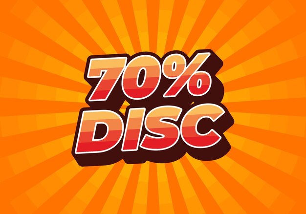 70 percent discount Text effect in 3D style with good colors