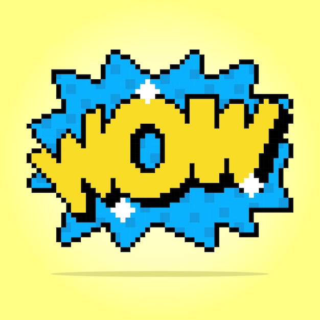 8bit Comic speech bubbles with expression text WOW icon for game assets in vector illustrations