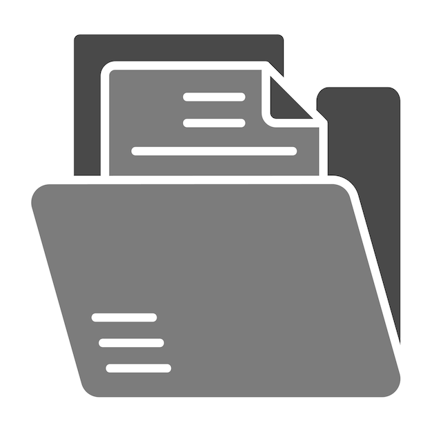 a black and gray computer folder with a document in the middle