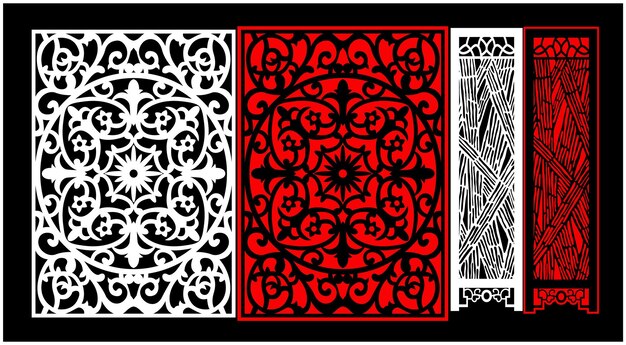 A black and white cut out panel with a red background and the words'love'on the bottom.