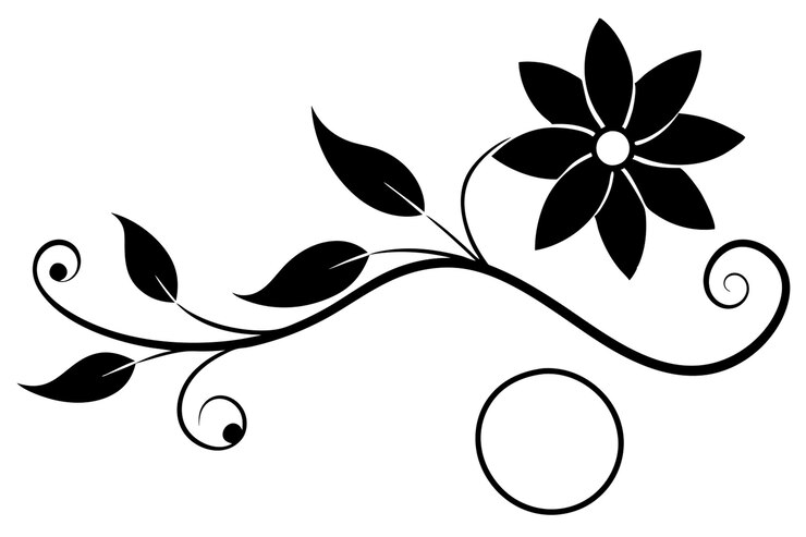 Vektor a black and white drawing of a flower with a black center