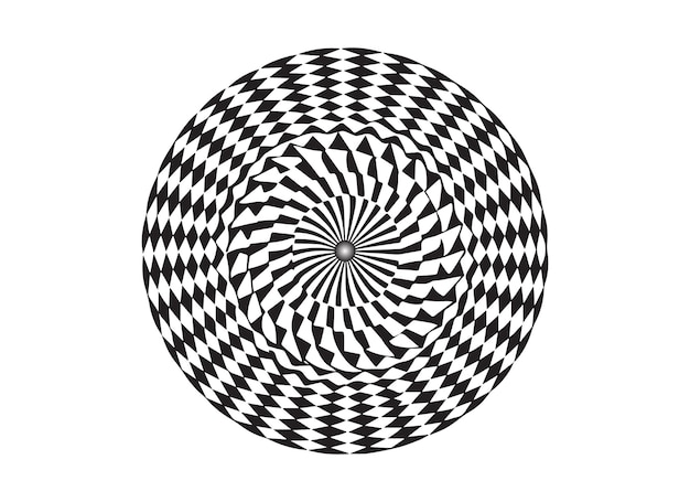 A black and white geometric square with a white background