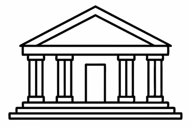 a black and white image of a building with columns and columns