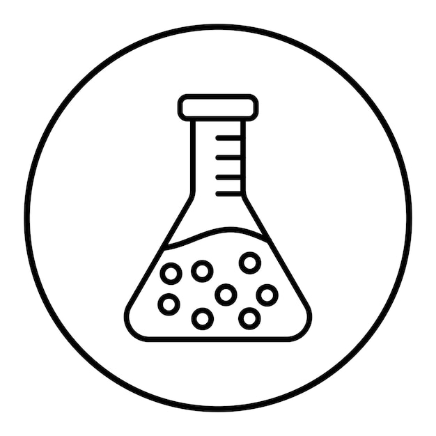 a black and white logo with a bottle of test tubes