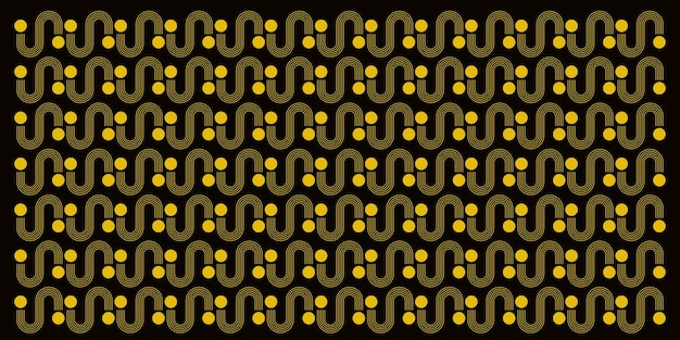 A black and yellow pattern with circles on a black background