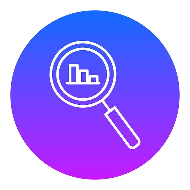a blue and pink colored circle with a magnifying glass and a blue background
