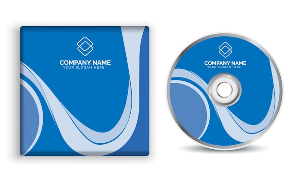a blue and white cd case with the name quot company name quot on the cover