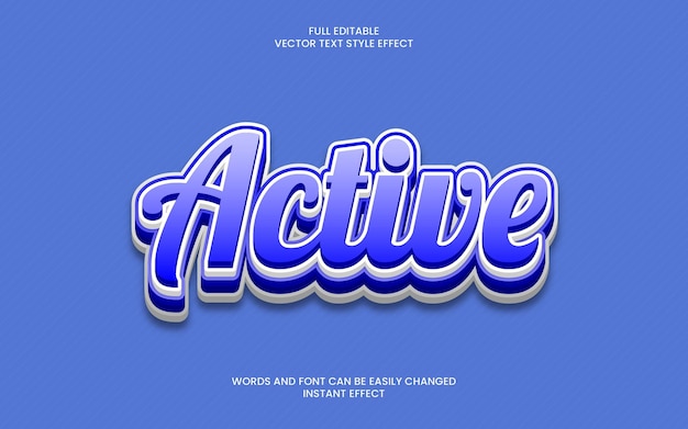 A blue and white text effect that says active