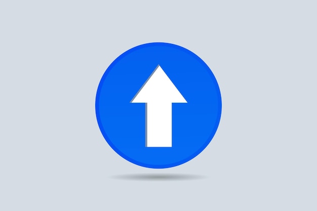 a blue circle with an arrow pointing up with a white arrow pointing up