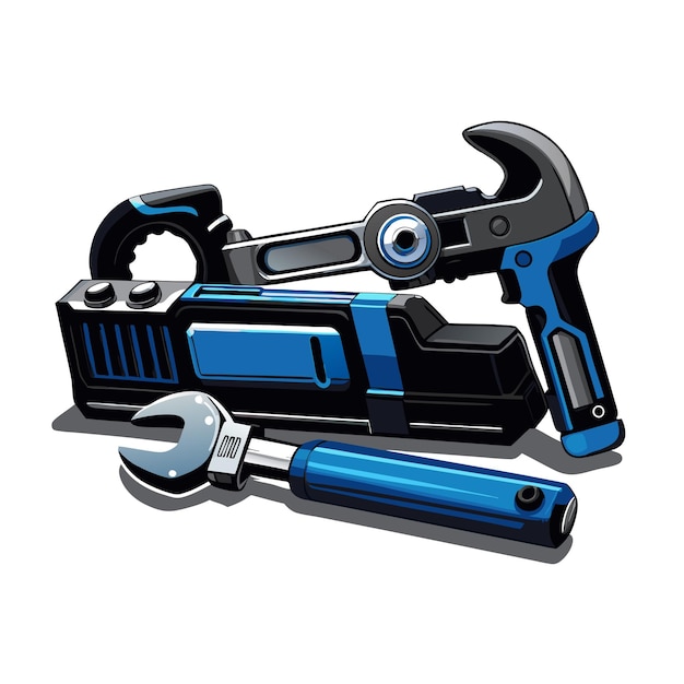 a blue hammer with a blue handle and a black handle