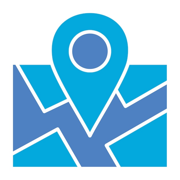 a blue map with a pin on it