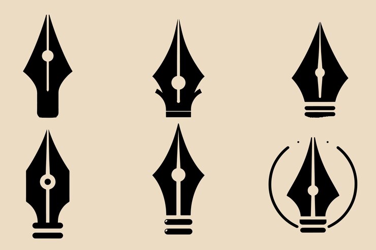 Vektor a bold silhouette of a fountain pen nib in black with sharp clean edges
