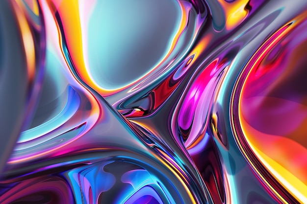A closeup of abstract shapes with blurred edges rendered in vibrant colors and creating an illusiona
