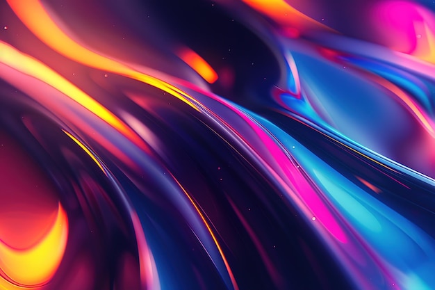 A closeup of colorful abstract shapes and lines on dark background with blurred edges and a glossy e
