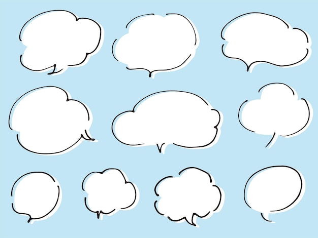 A cloudlike line drawing speech balloons with white painted background