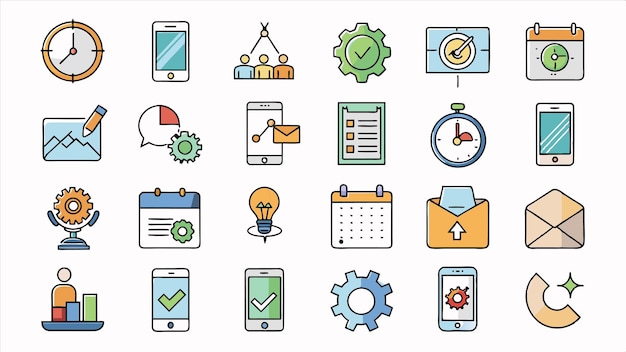 a collection of business icons including one that has the word  on it