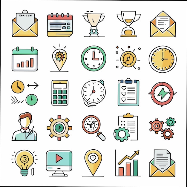 a collection of business icons including one that says  business