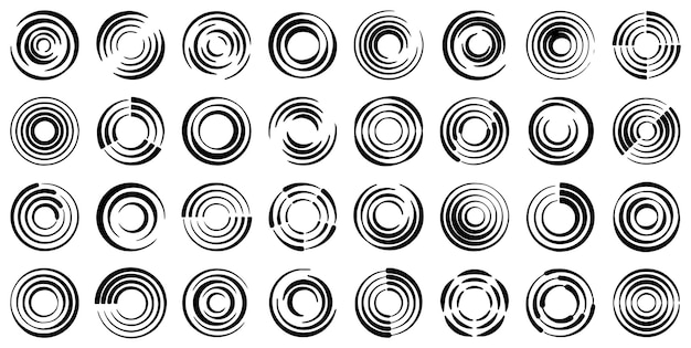 a collection of circles with a white background