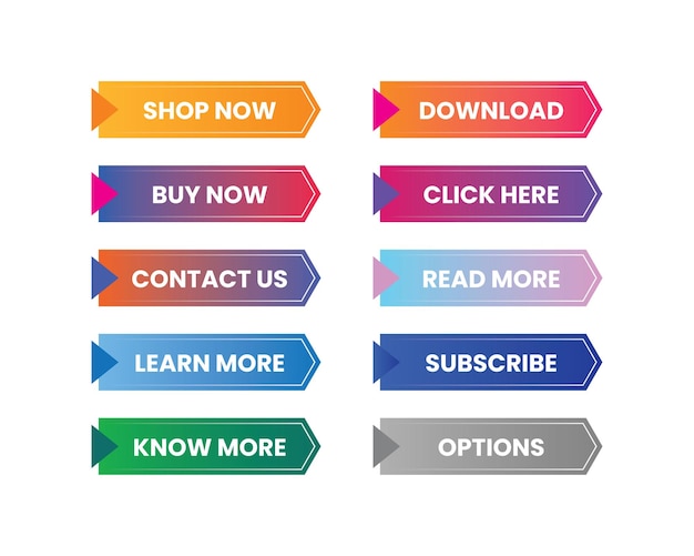 a collection of colorful signs including the word buy now