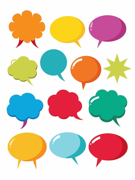a collection of colorful speech bubbles with the word speech on the bottom