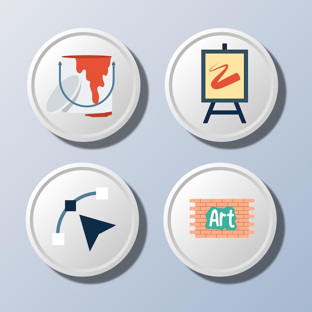 a collection of different buttons with different designs on them