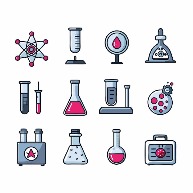 a collection of different colored science related icons