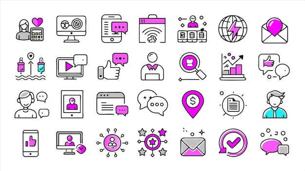 a collection of icons including a digital device and a web button