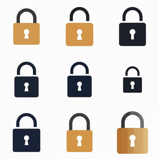a collection of padlocks including one that has a lock and the other with a brown padlock