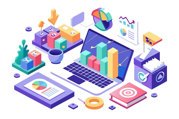a colorful collection of colorful icons including a laptop a laptop and a laptop