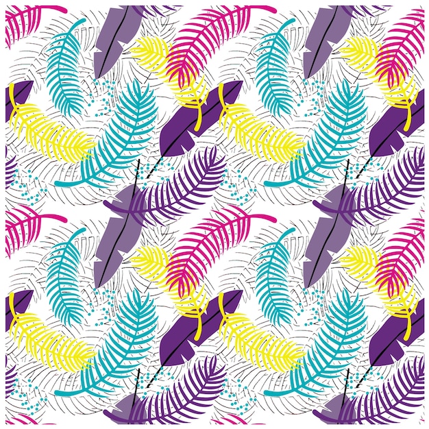 a colorful pattern of feathers with a bird on the bottom.