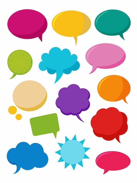 a colorful series of speech bubbles with a cloud in the middle