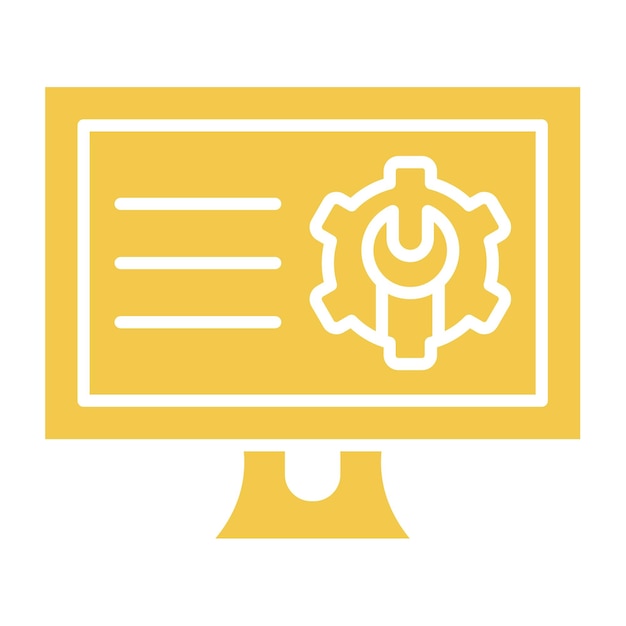 a computer monitor with a yellow background with a screw in the middle