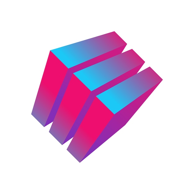 a cube in a perspective image consisting of three elements